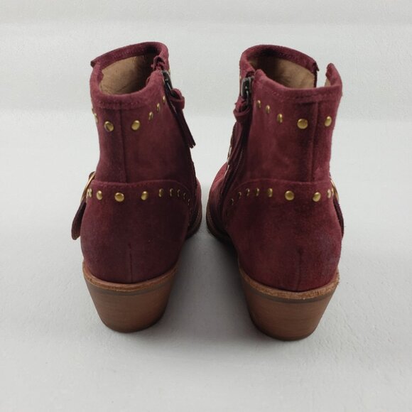 Sofft Allene Harness Ankle Boot Womens 9 Red Suede Studded Western Boho Zip Up - Picture 9 of 12